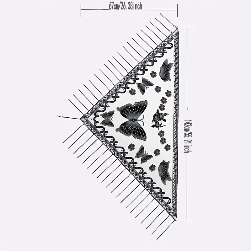 Butterfly Lace Triangle Fringe Trim Scarf Shawl Wrap