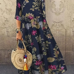 Women's Plus Floral Print Half Sleeve Round Neck Maxi Dress