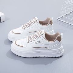 Women's Colorblock Flatform Sneakers Low Round Toe Lace Up Non slip Shoes
