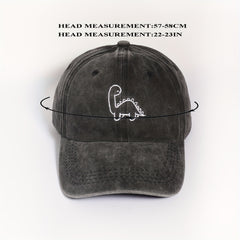 Dinosaur Embroidered Gray Baseball Cap Distressed Dad Hat Adjustable Sun Hats