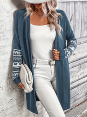 Women's Plus Geo Print Open Front Cardigan