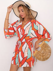 Boho 3/4 Sleeve Romper Jumpsuit with Drawstring - Summer Women's Clothing
