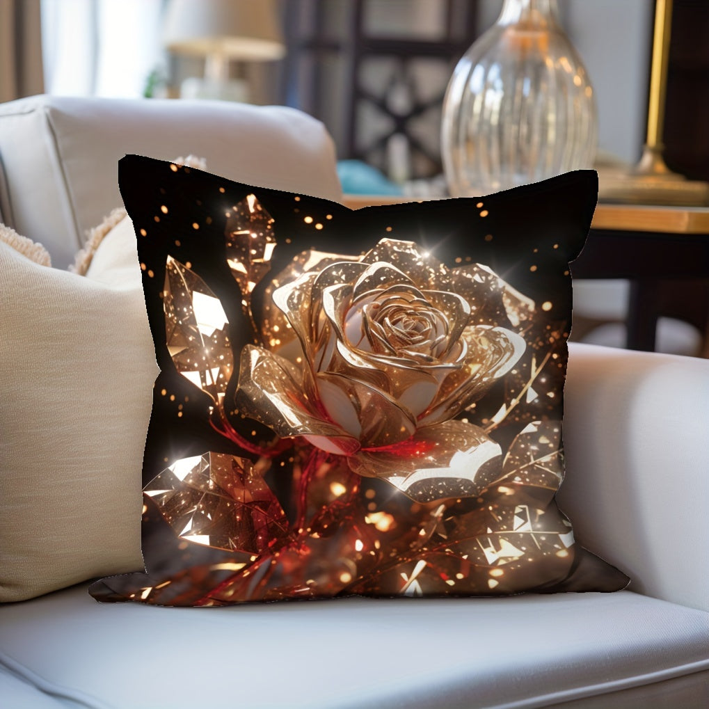 1pc Shining Rose Throw Pillow Covers Printed Throw Pillowcase