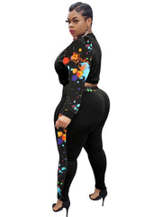 Tie Dye Shirt & Pants Set Women's Casual Stretchy Outfit