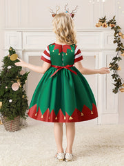 Christmas Princess Dress Short Sleeve A Line Dress Kids Cosplay Costume