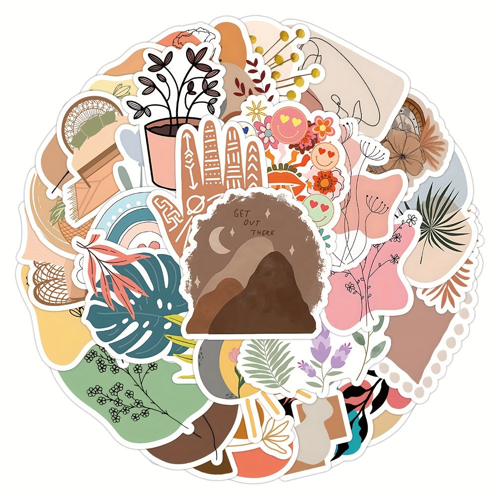 50pcs Bohemian Style Exotic Art Series Stickers For Laptop Water Cup Decoration