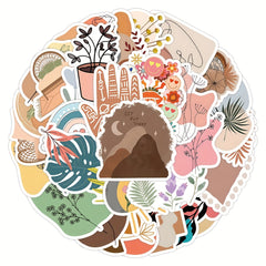 50pcs Bohemian Style Exotic Art Series Stickers For Laptop Water Cup Decoration