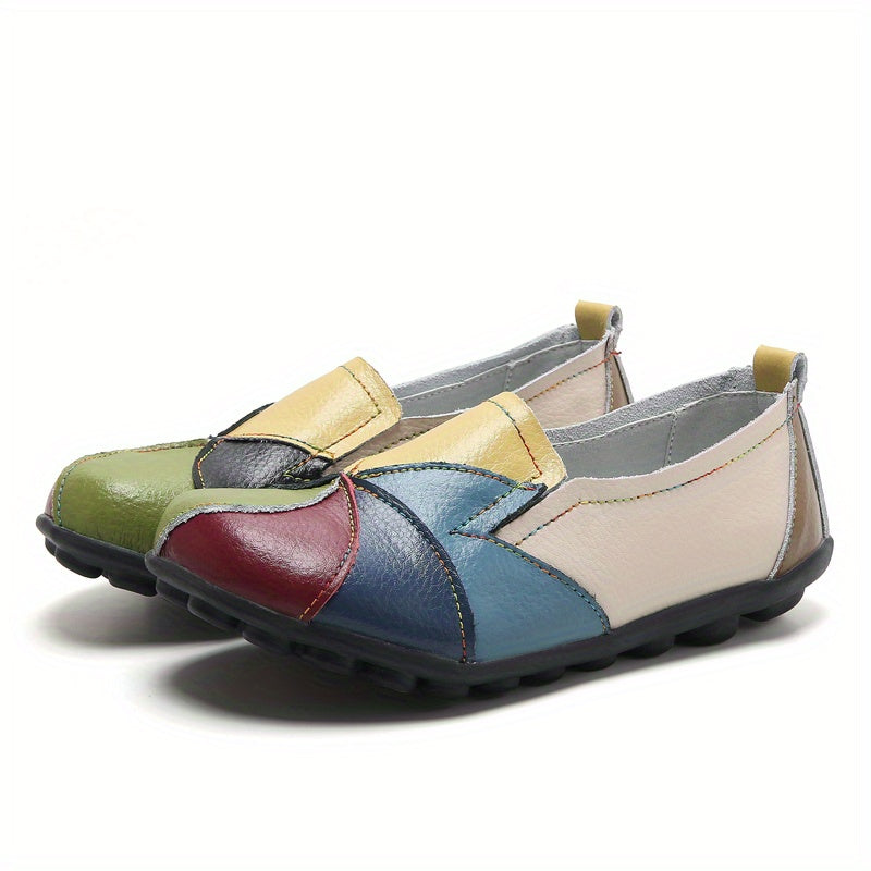 Women's Colorblock Flat Shoes Soft Sole Slip On Casual Anti slip Flats