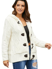 Women's Raw Hooded Flare Sweater Cardigan