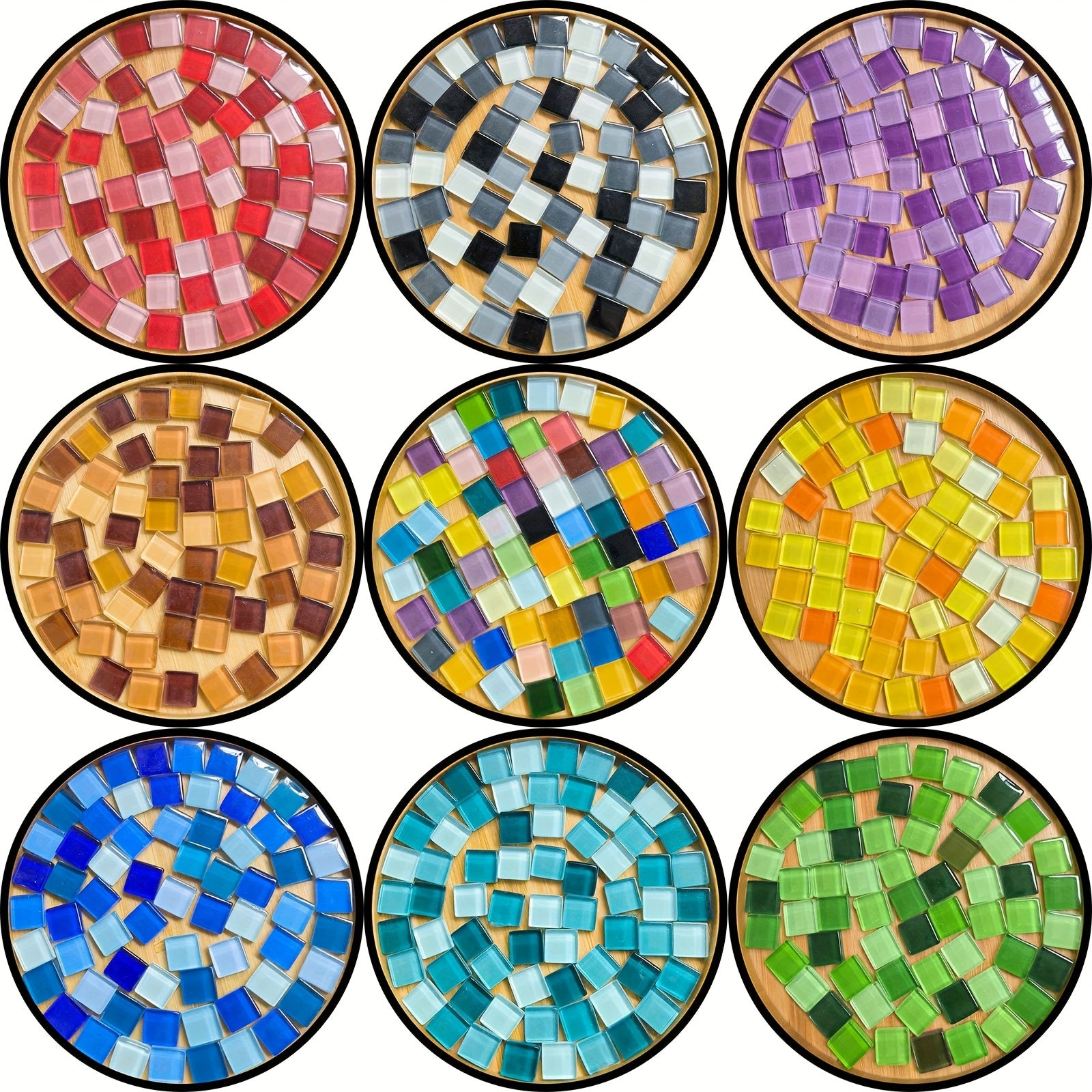 300pcs Crystal Mosaic Glass Tiles DIY Program Sq Cube Pieces Family KIDS