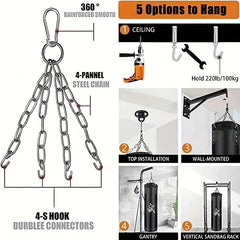 Heavy Duty Boxing Sandbag w/ Hanging Hooks & Guards for Taekwondo Muay Thai