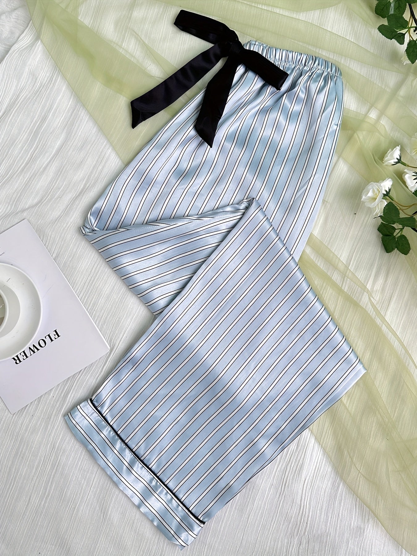 Striped Bow Sleep Bottoms Home Sleep Pants