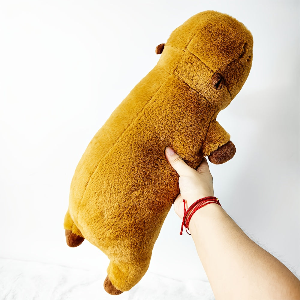 Capybara Plush Hugging Pillow Dark Brown with Pink Accents