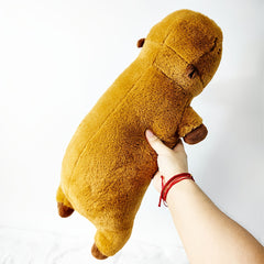 Capybara Plush Hugging Pillow Dark Brown with Pink Accents