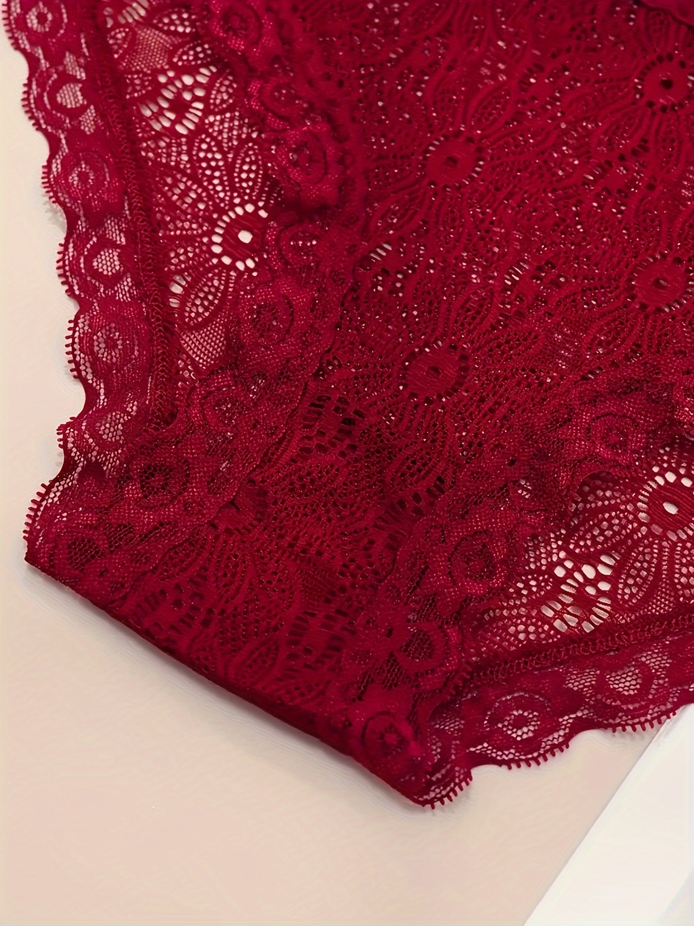 3pcs Lace Briefs Comfy Scallop Trim Panties Lingerie & Underwear