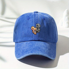 Skull Bear Print Baseball Cap Washed Distressed Vintage Cartoon Dad Hat Unisex
