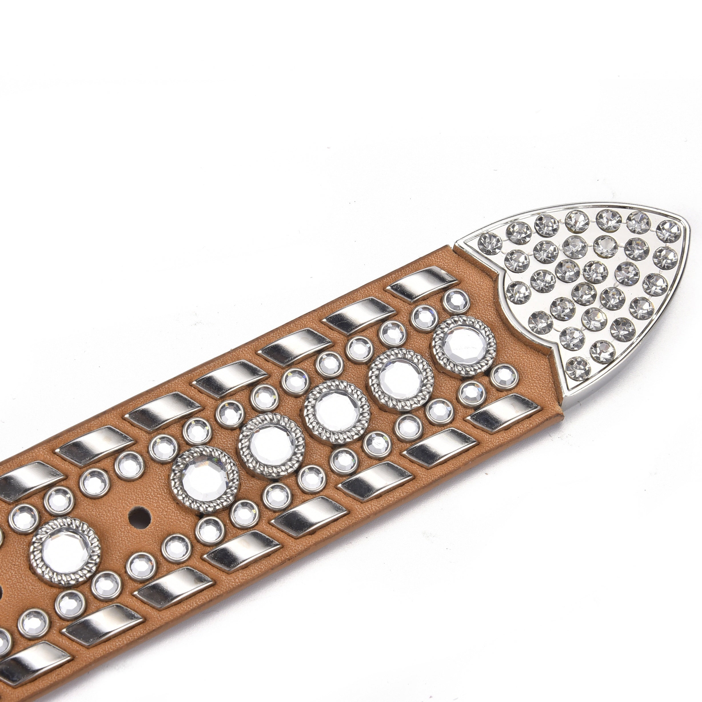 Rhombus Inlaid Diamond Punk Style Leather Belt Waistband