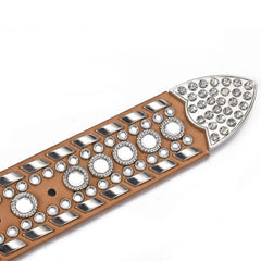 Rhombus Inlaid Diamond Punk Style Leather Belt Waistband