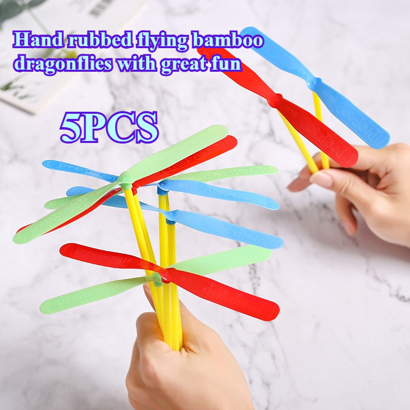 5pcs Bamboo Dragonfly Hand Rub Flying Sky Outdoor Toy