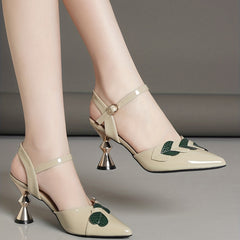 Colorful Heart Decor Chunky Heels Ankle Strap Pumps