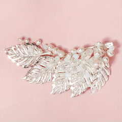 Faux Pearl Metal Leaf Hair Clip Side Clip Prom Party Hair Accessories
