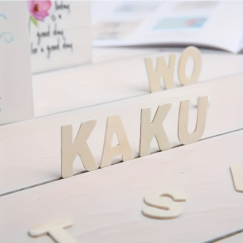 130pcs Wooden Craft Letters with Storage Tray Set Unfinished Alphabet for Kids