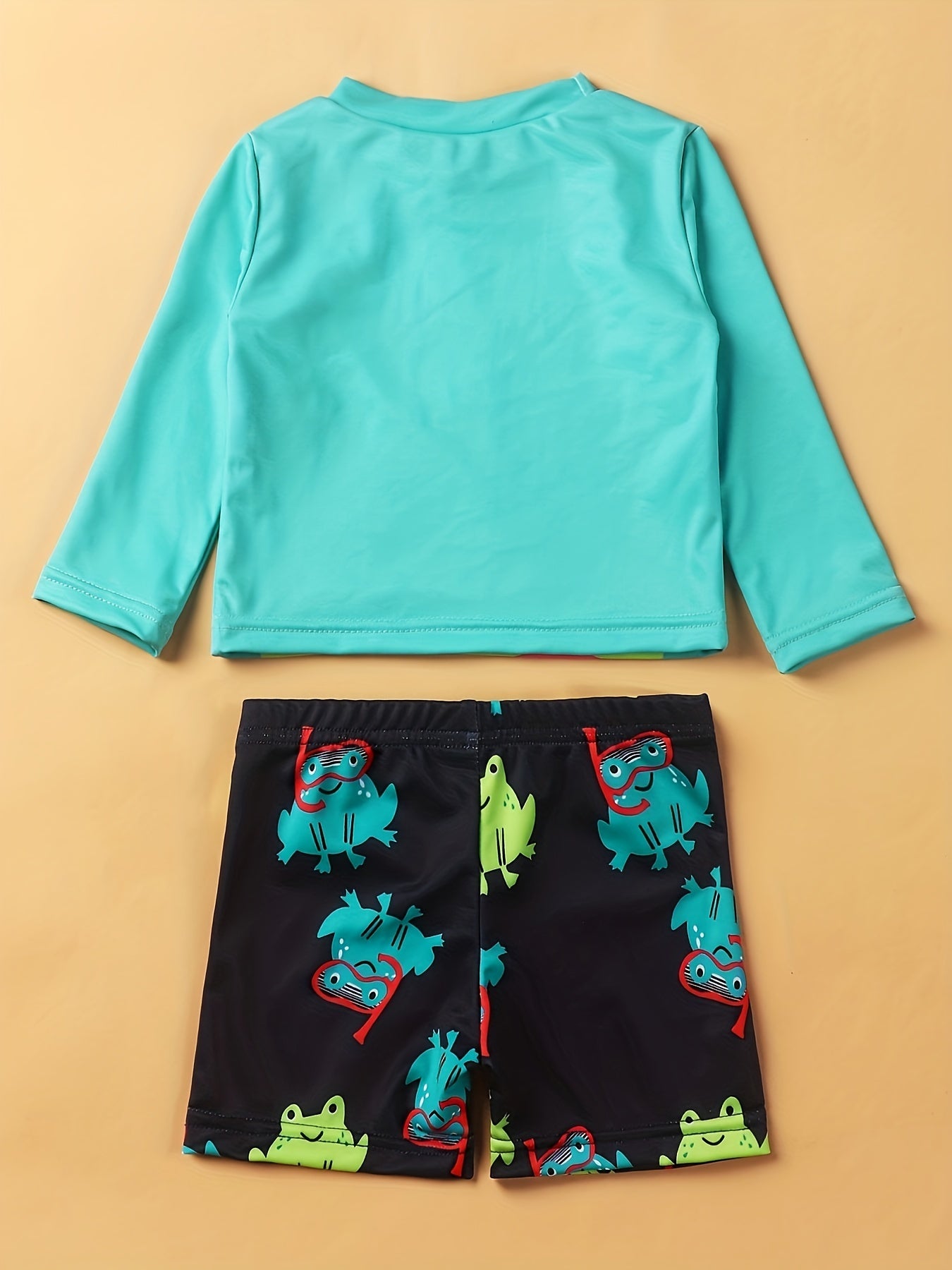 Frog Boys Swimsuit Set Sun Protection Quick Drying Long Sleeve Top & Sho