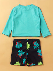 Frog Boys Swimsuit Set Sun Protection Quick Drying Long Sleeve Top & Sho