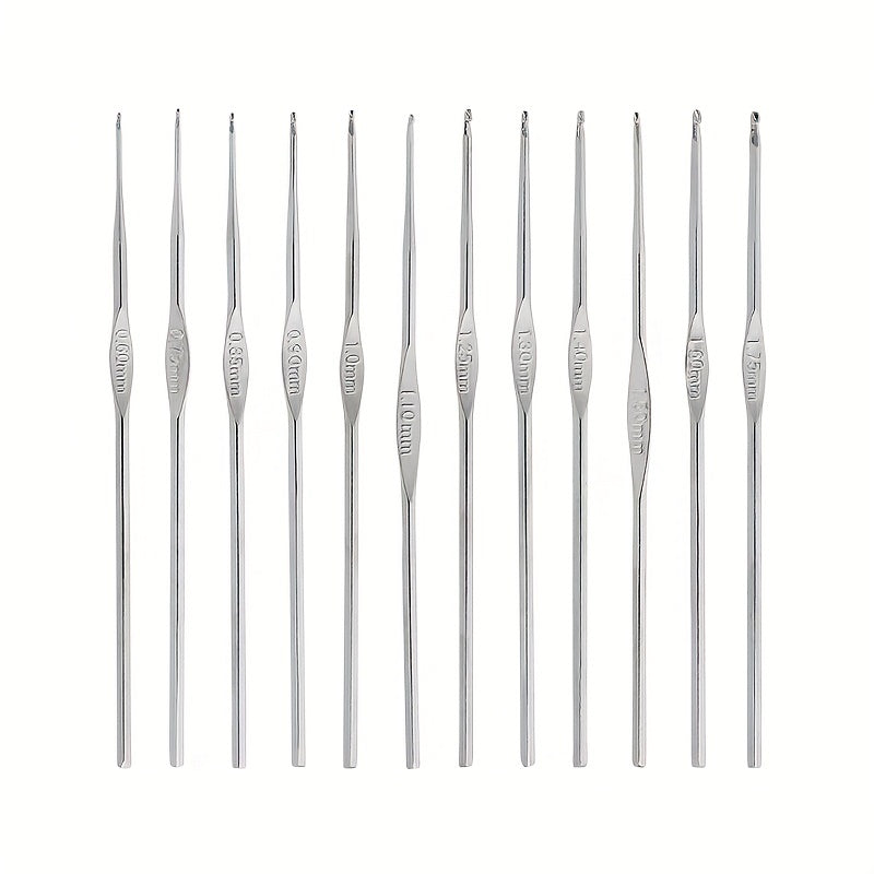 12pcs Metal Iron Crochet Hook Set Single Head Crochet Tool for Diy Knitting