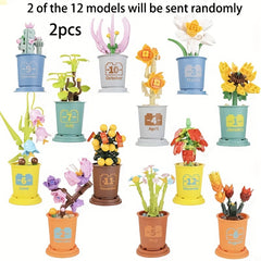 2pcs Succulent Pot Building Block Toys Flower Green Plant Home Decoration