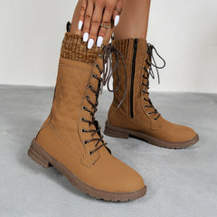 Women's Snow Boots Side Zip Lace up Winter Boots