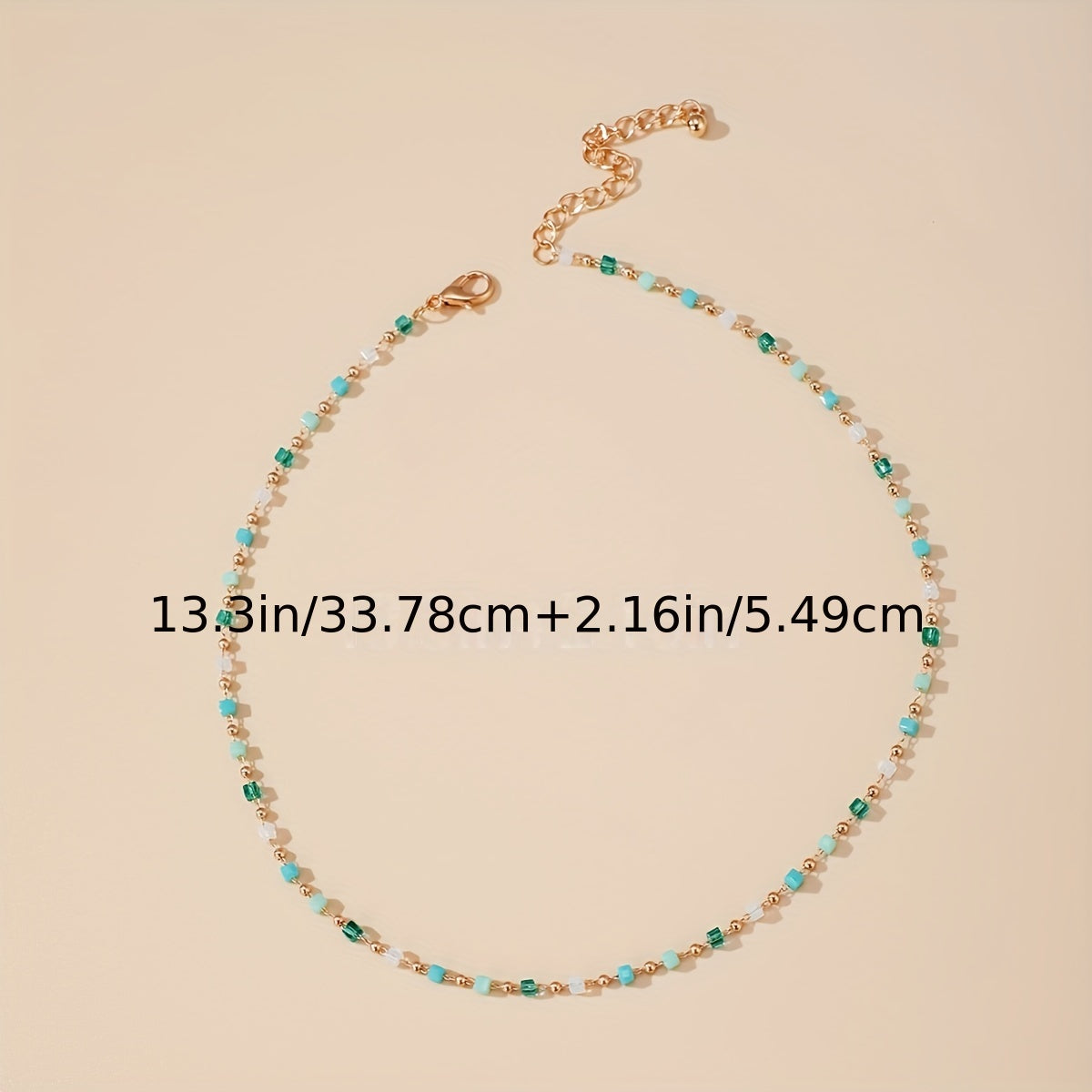Bohemian Beaded Choker Necklace Green Cubic Crystal Necklace