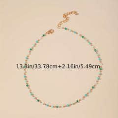 Bohemian Beaded Choker Necklace Green Cubic Crystal Necklace