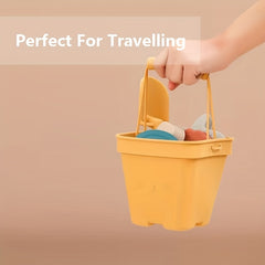 Silicone Beach Toy Set with Hand Bucket, Shovel, Molds