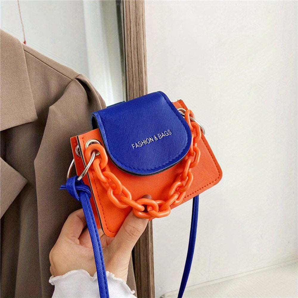 Girls Block Handbag PU Leather Shoulder Bag Messenger Coin Purse Wallet