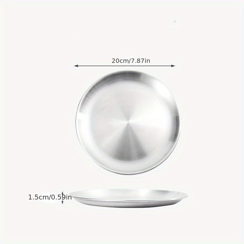 Stainless Steel Round Serving Platter for Barbecue Steak Dessert Buffet
