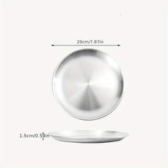 Stainless Steel Round Serving Platter for Barbecue Steak Dessert Buffet