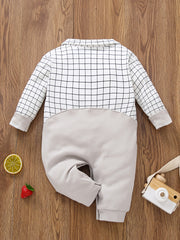 Newborn Gentleman Romper Deer Embroidery Jumpsuit For Baby Boys