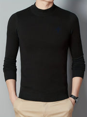 Men's Cross Pattern Knit Sweater Warm Pullover for Fall Winter