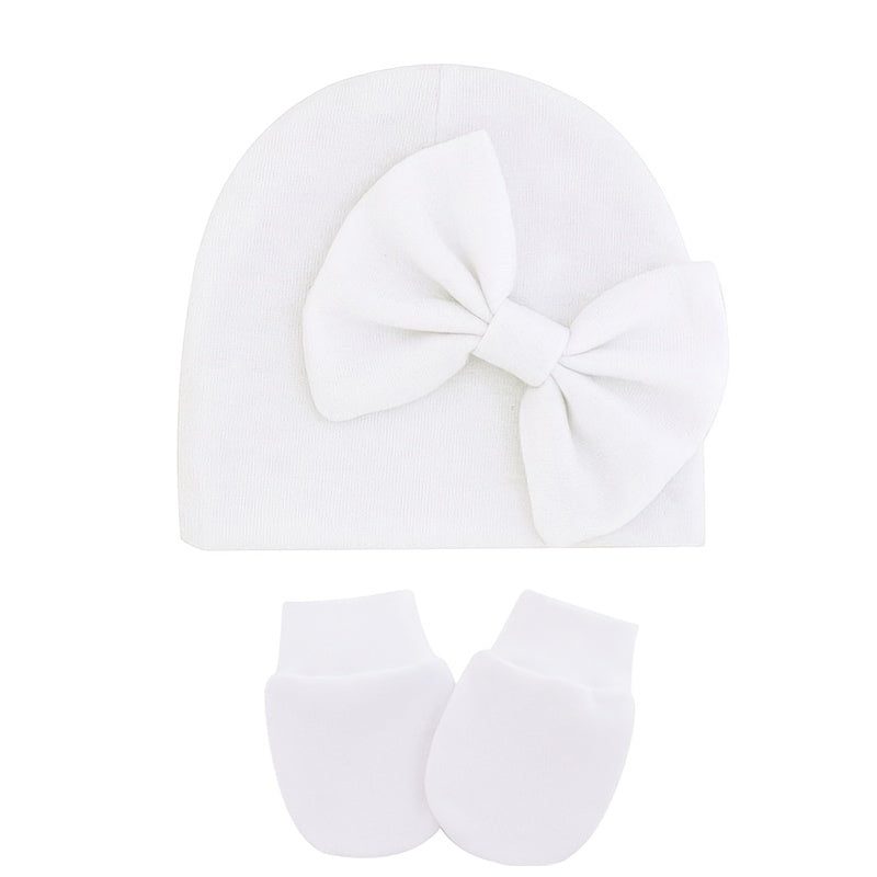 3 Sets Baby Bow Cap & Mittens Gloves Set Autumn Spring