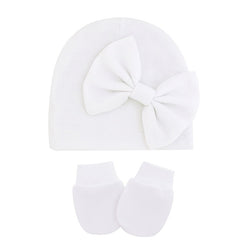 3 Sets Baby Bow Cap & Mittens Gloves Set Autumn Spring