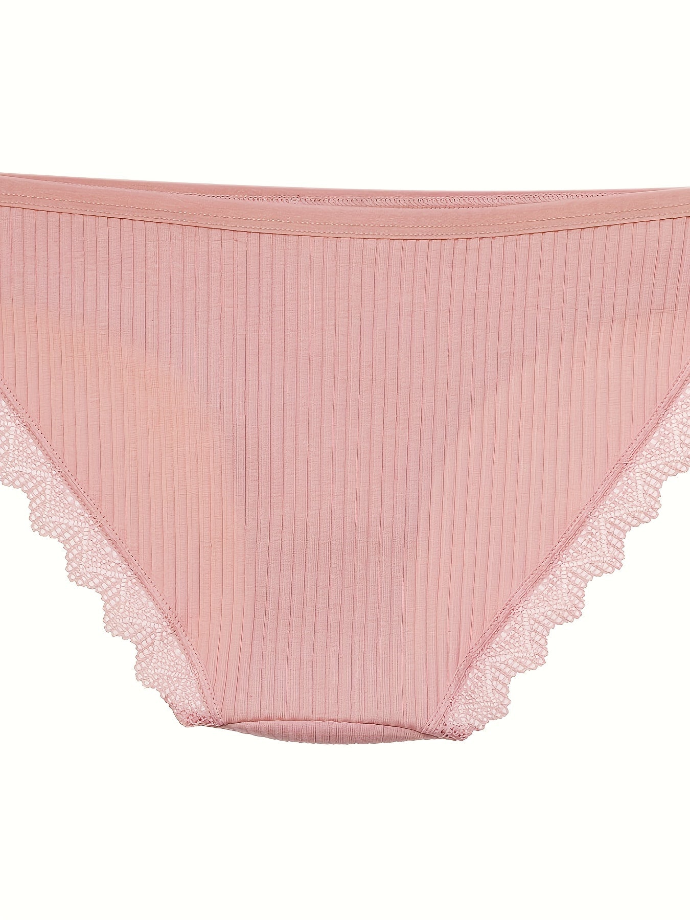 4pcs Lace Ribbed Briefs Women's Lingerie Panties