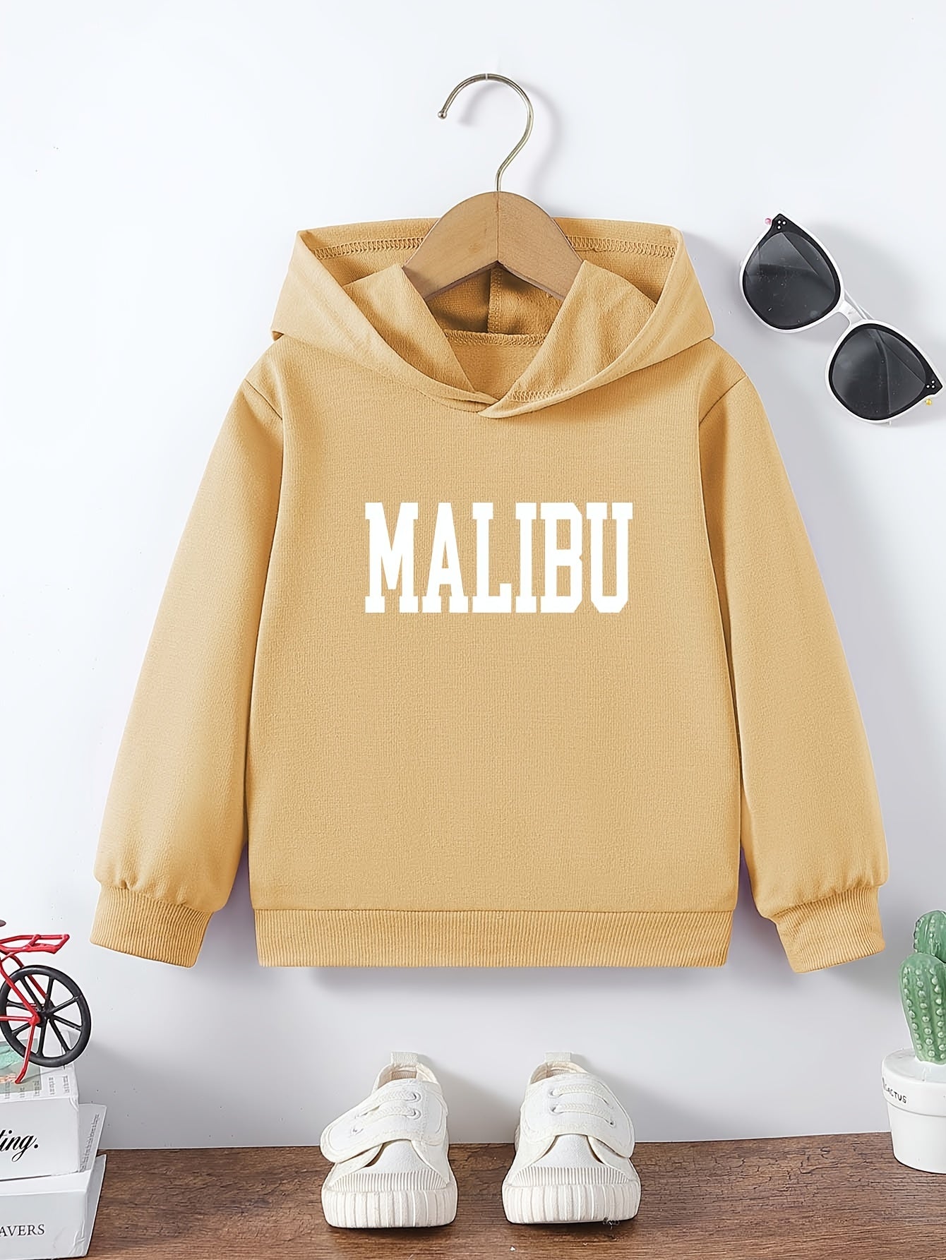 Kids Letter Print Graphic Hooded Sweatshirt