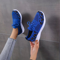 Leopard Print Sneakers Breathable Outdoor Shoes Lace Up Lightweight