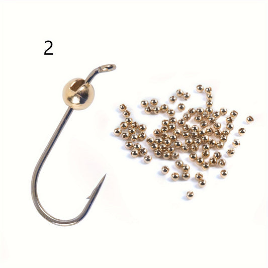 100Pcs Tungsten Fly Tying Beads High Golden Pore Beads Fishing Tackle