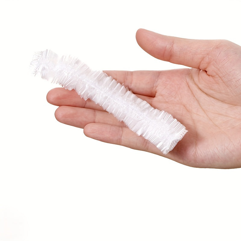 100pcs Disposable Shower Caps Waterproof Plastic Bath Caps for Women