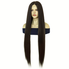 Long Straight Hair Wine Red Brown Coffee Wig Synthetic Lace Front Wig