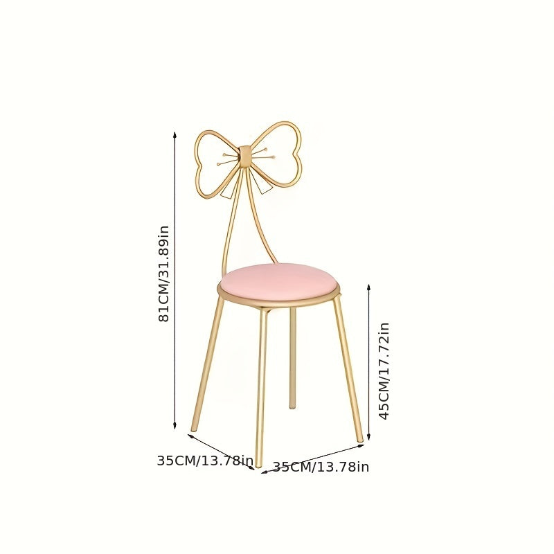 Makeup Vanity Girl Chair Stool Bedroom Bow Knot Backrest Side Table Seat Dressin