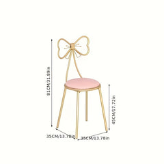 Makeup Vanity Girl Chair Stool Bedroom Bow Knot Backrest Side Table Seat Dressin