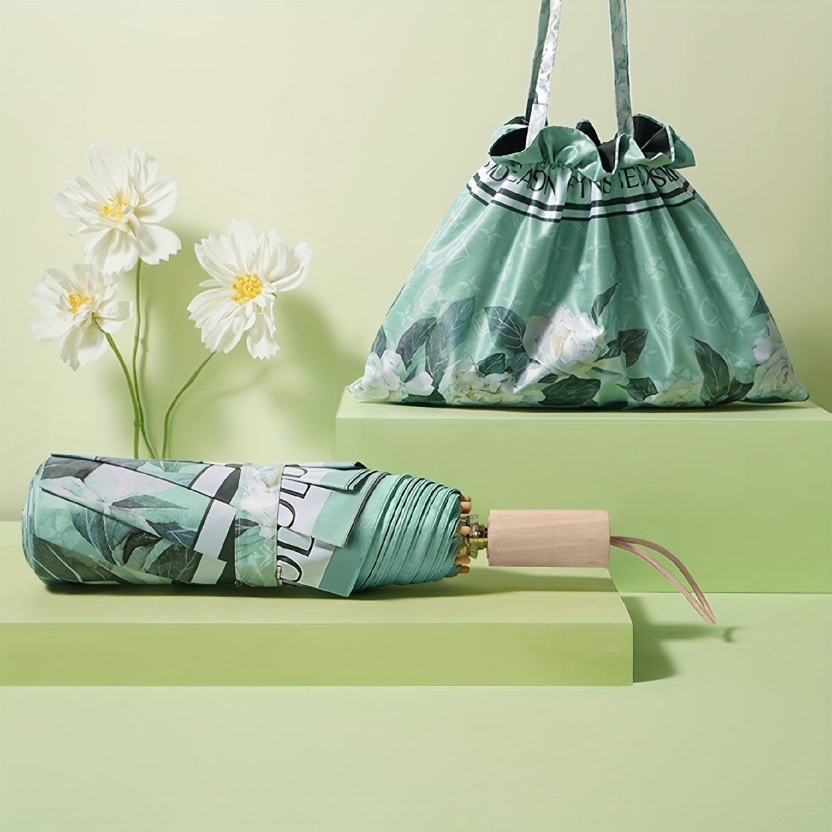 Floral Double Layer Sunshade Umbrella UV Protection Rain Or Shine Dual Use